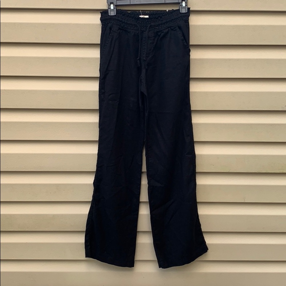 SO Black Linen Flared Pants